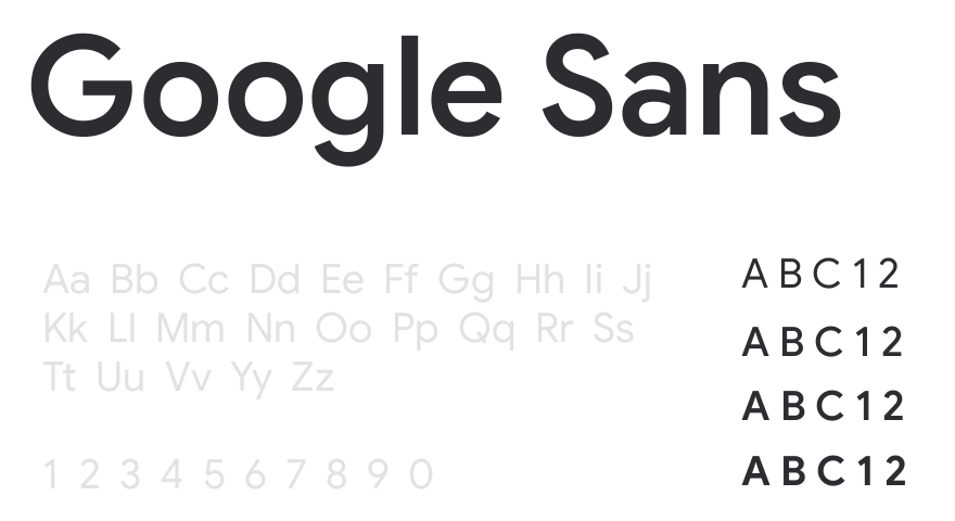 Google Sans yazı tipi örneği